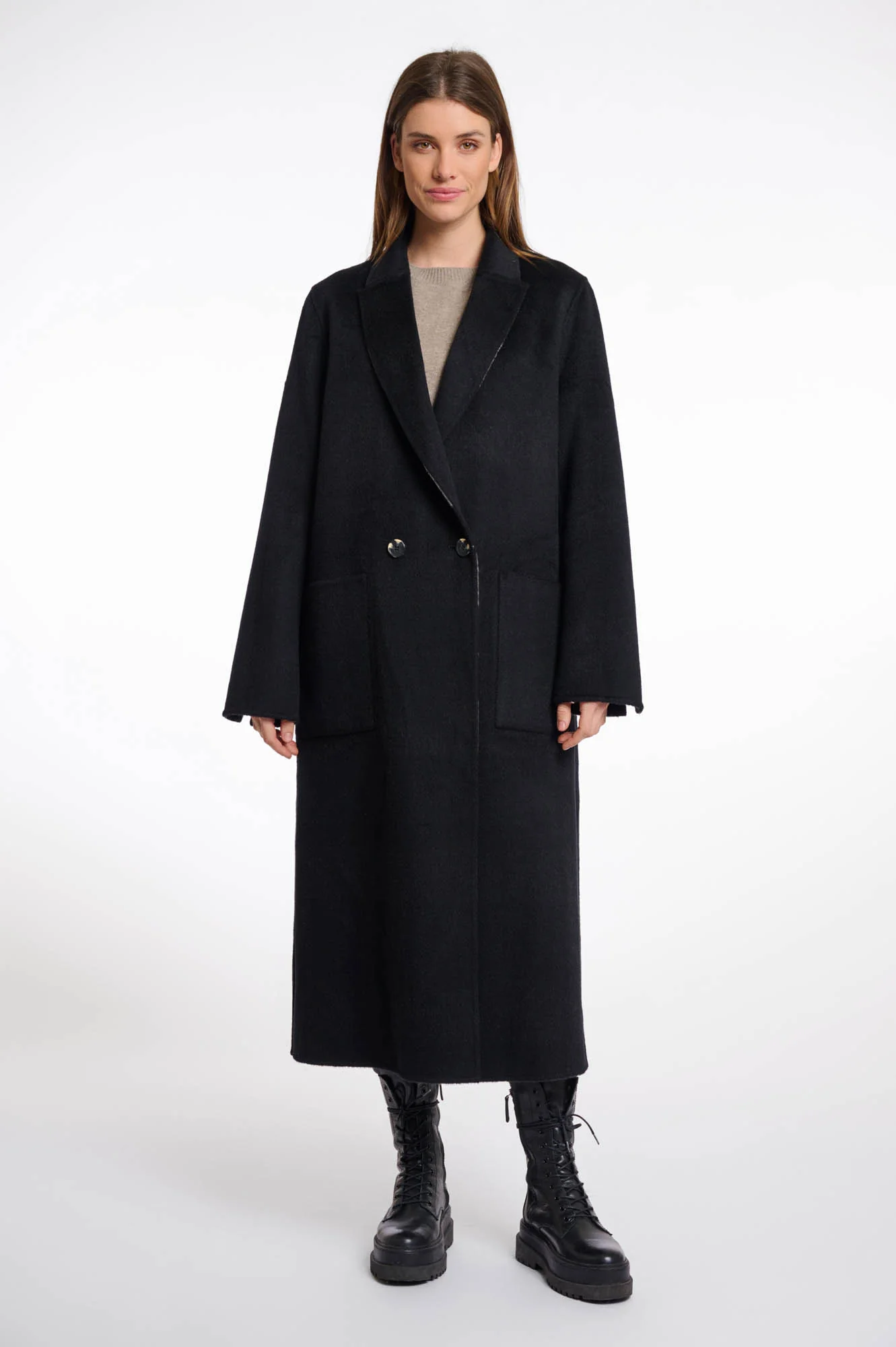 PŁASZCZ ADRIA - DWUSTRONNY W KRATKĘ i CZARNY RINO&PELLE - obrazek 3