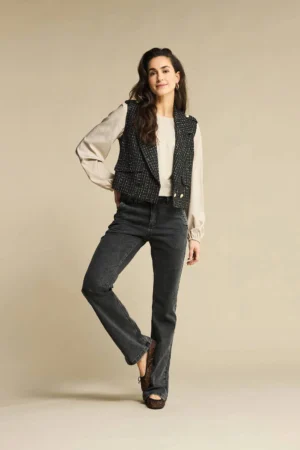 Czarna kamizelka a'la Chanel SRB4738 Red Button