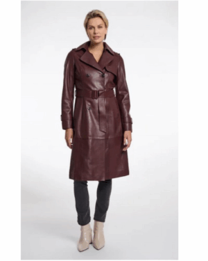 Skórzany płaszcz Irene Rino&Pelle  czekolada/bordo (Chocolate bean)