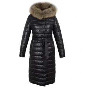 Czarny Damski płaszcz puchowy DT 011 bis Fratelli