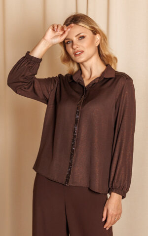 Brązowa koszula z połyskiem Kalina Kaskada Fashion