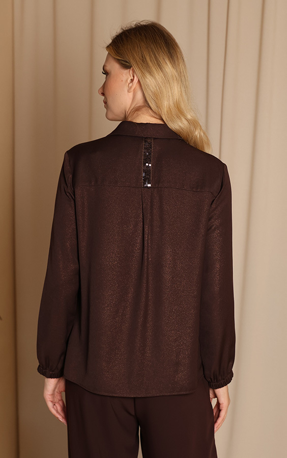 Brązowa koszula z połyskiem Kalina Kaskada Fashion - obrazek 4