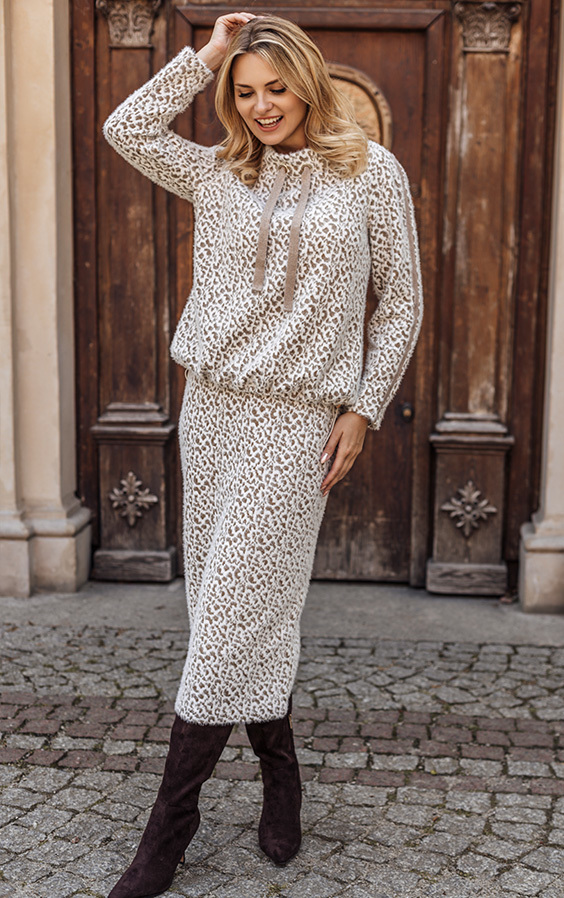 Dzianinowy komplet Lamia Pantera Kaskada Fashion