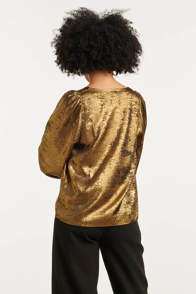Złota błyszcząca, luźna bluzka Smashed Lemon - obrazek 6