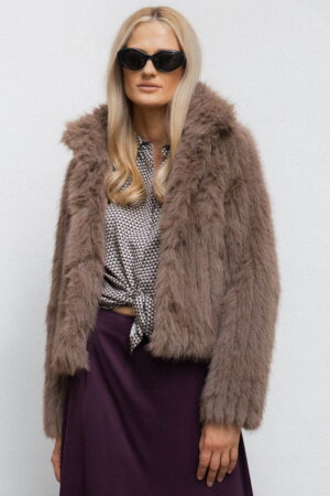 Kurtka ze sztucznego futra FAITH w kolorze fango Rino&Pelle