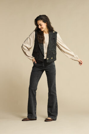 Spodnie Bibette Black Denim Red Button