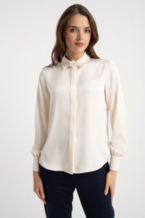 Bluzka Vera Satin Ecru AW25 Click Fashion