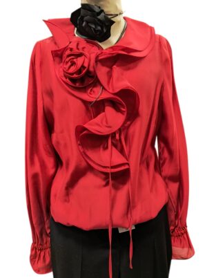 Czerwona bluzka z falbanami Rosa Salsa