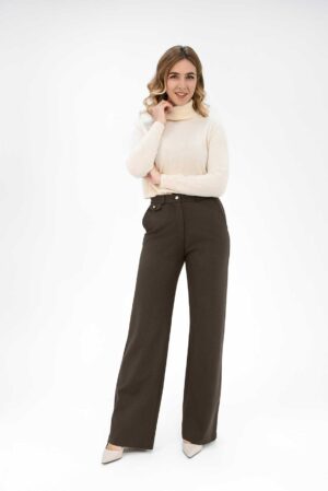 Czekoladowe spodnie Ingrid East Drive- IBER