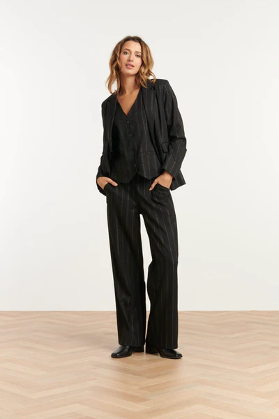 Czarna marynarka w subtelne srebrne paski Smashed lemon - obrazek 8