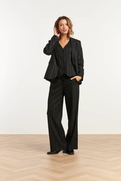 Czarna marynarka w subtelne srebrne paski Smashed lemon - obrazek 3