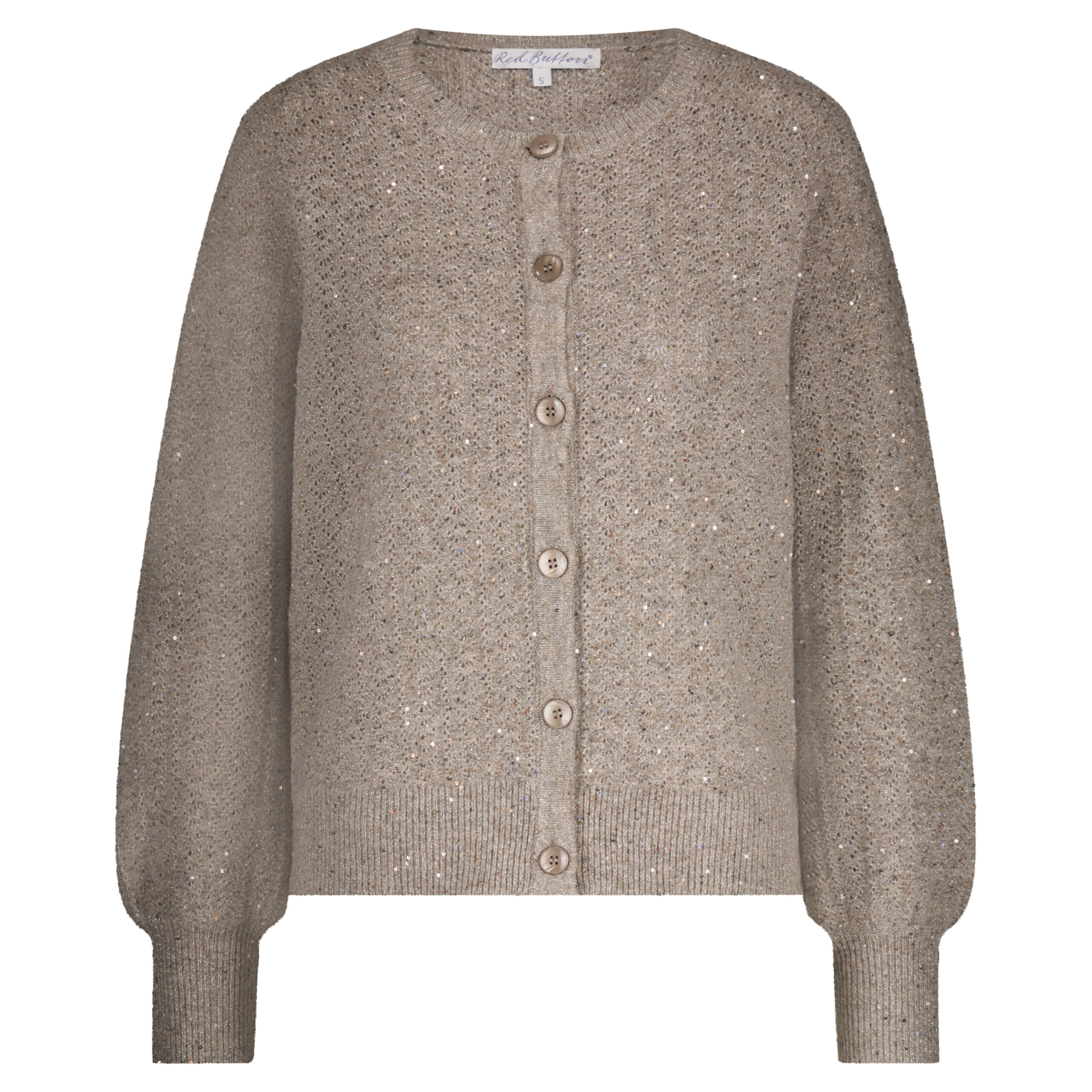 Sweterek Cardigan Ajour Sparkle Truffle SRB4605 Red Button