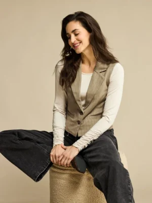 Kamizelka damska beżowa tenis SRB4625 Red Button