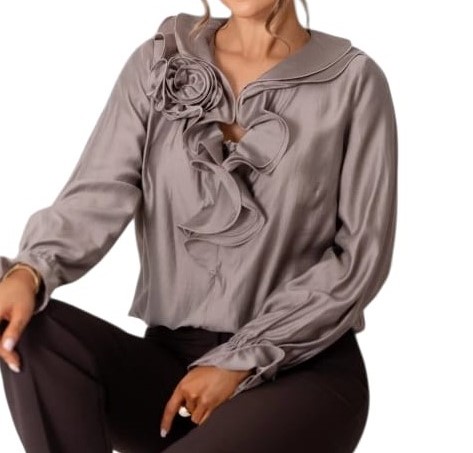 Modowa bluzka z falbanami Rosa Salsa w kolorze fang