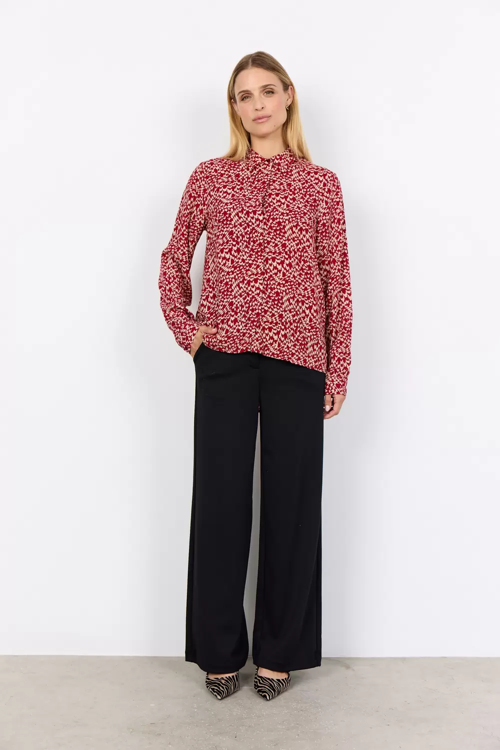 Wiskozowa koszula beżowo-czerwona SC-VAN 2 Soyaconcept - obrazek 4