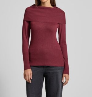 Damski sweter z luźnym golfem bordowy SC‑DOLLIE 305 (Bordeaux)