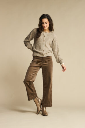 Sztruksowe spodnie Conny Shiny Cord - Warm Taupe