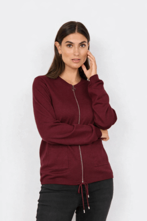 Bordowy kardigan na zamek SC-DOLLIE 769 Soyaconcept