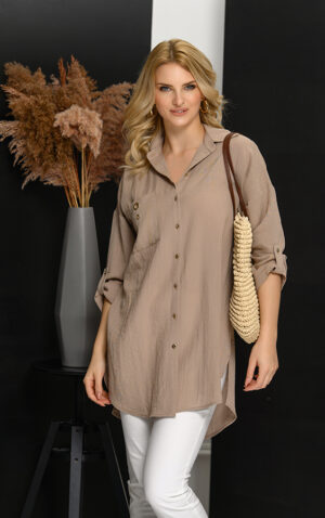 Koszula Justina beżowa  Kaskada Fashion