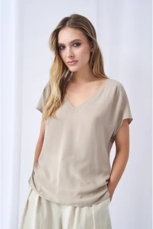 T-Shirt z wiskozy - OCTO kolor piaskowego beżu 55B/592/700 Cotton Club