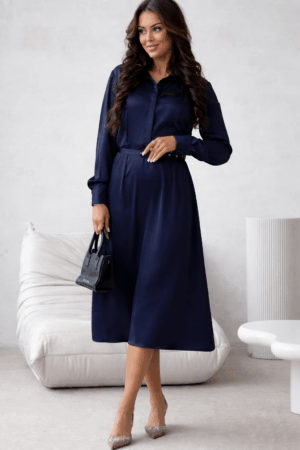 Elegancka granatowa sukienka z satyny Anita Salsa