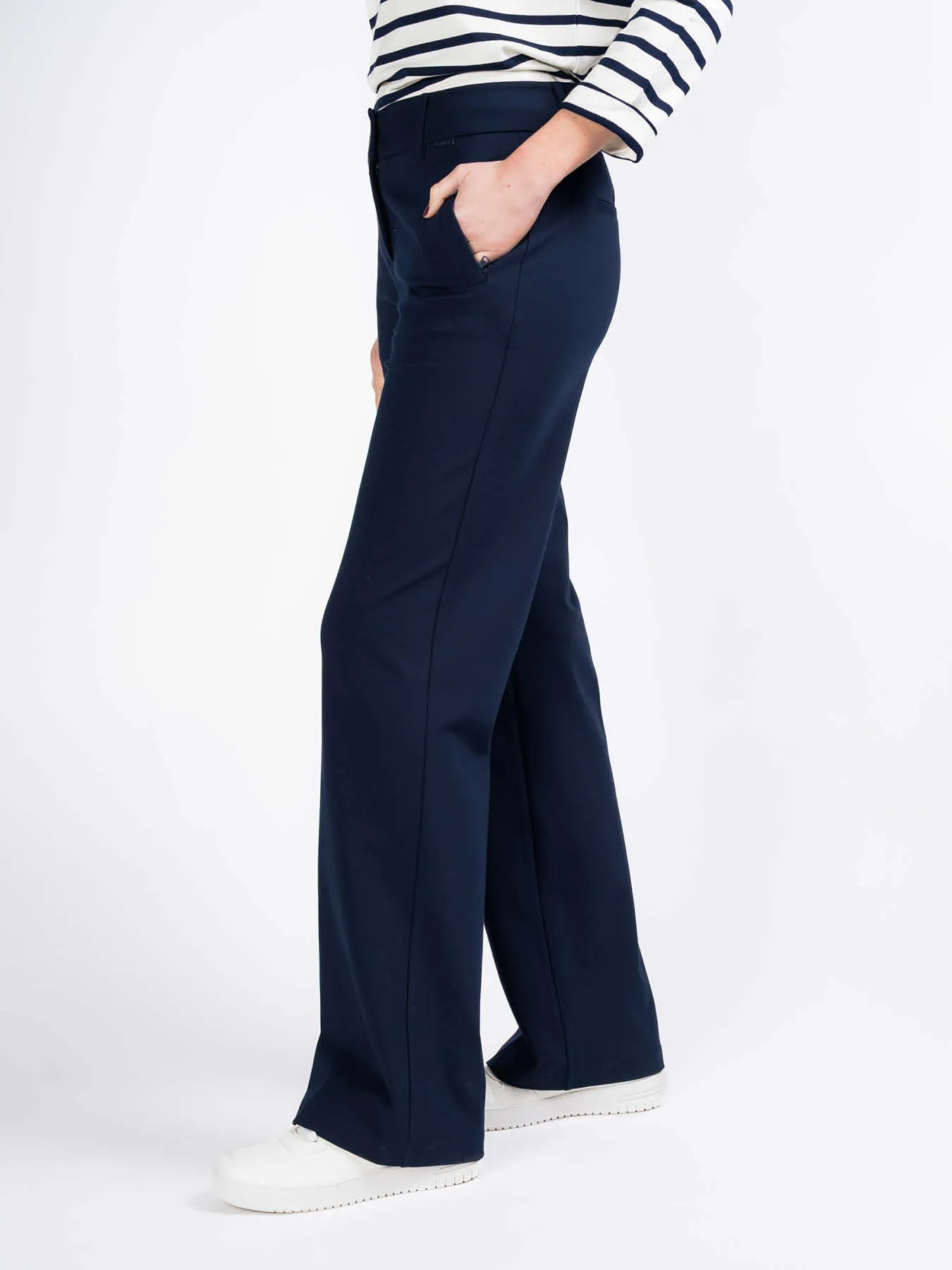 Granatowe eleganckie spodnie Colette Punta & Zippers Red Button - obrazek 5