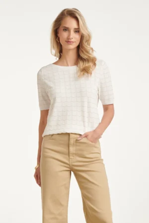 Elegancki top z połyskiem i wzorem fal – White Gold Smashed Lemon