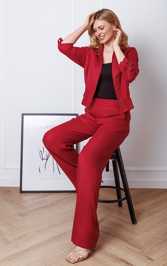 Komplet Hannah ciemna czerwień Kaskada Fashion