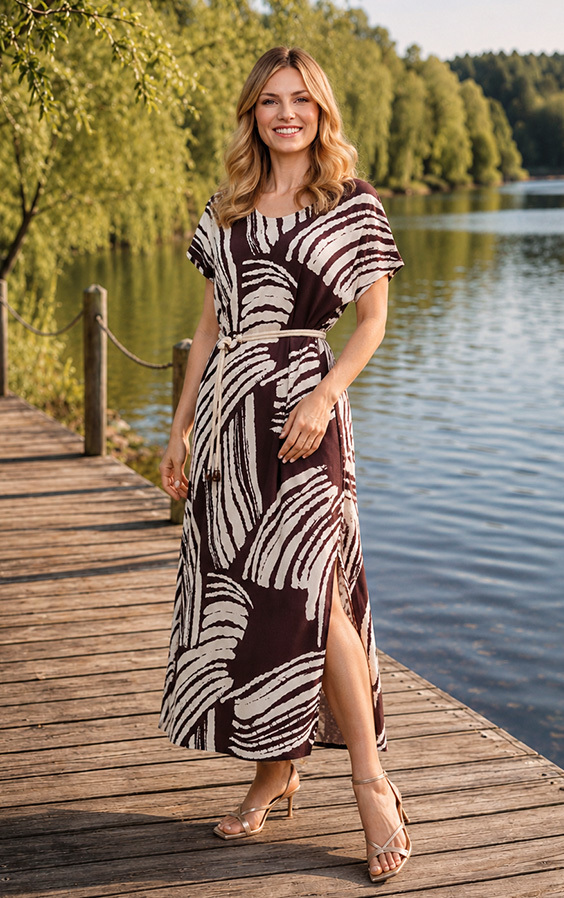 Czekoladowa sukienka Willow Kaskada Fashion - obrazek 2
