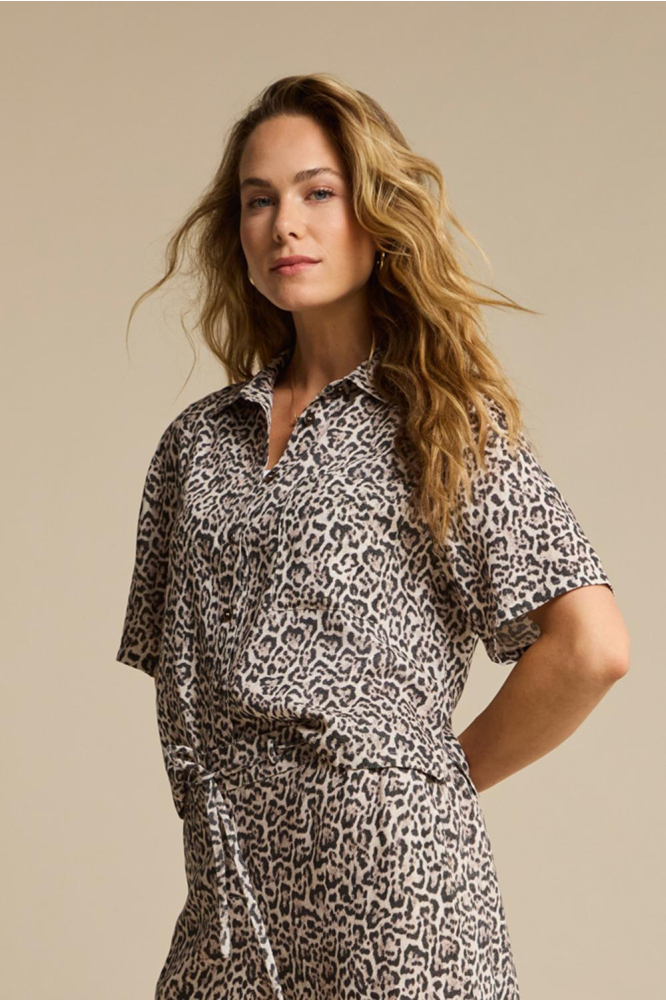 Bluzka Nora Linen Leopard “Pebble” SRB4864 Red Button