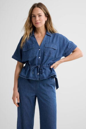Bawełniana bluzka Drew Drawstring Denim 4963 Red Button