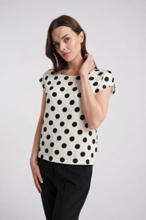 Bluzka Daria White Dots SS26 (jasno beżowa) Click Fashion