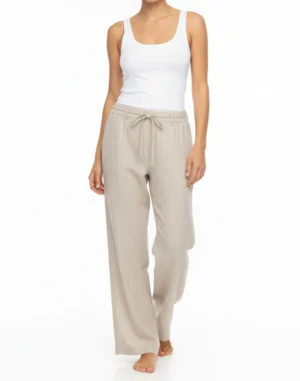 Spodnie Red Button Claudette Pebble Beige Linen Mix Pinstripe SRB 4915A L-31
