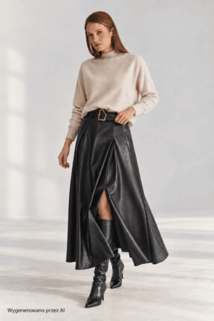 Sweter wełniany ze stójką IVY – beżowy Ezuri