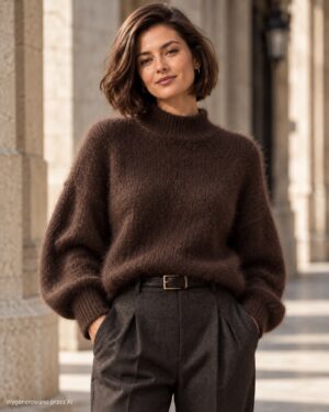 Czekoladowy sweter – kid mohair Ezuri