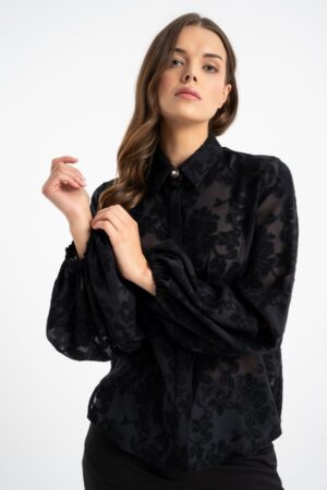 Bluzka Mariola Black Flowers AW26 Click Fashion